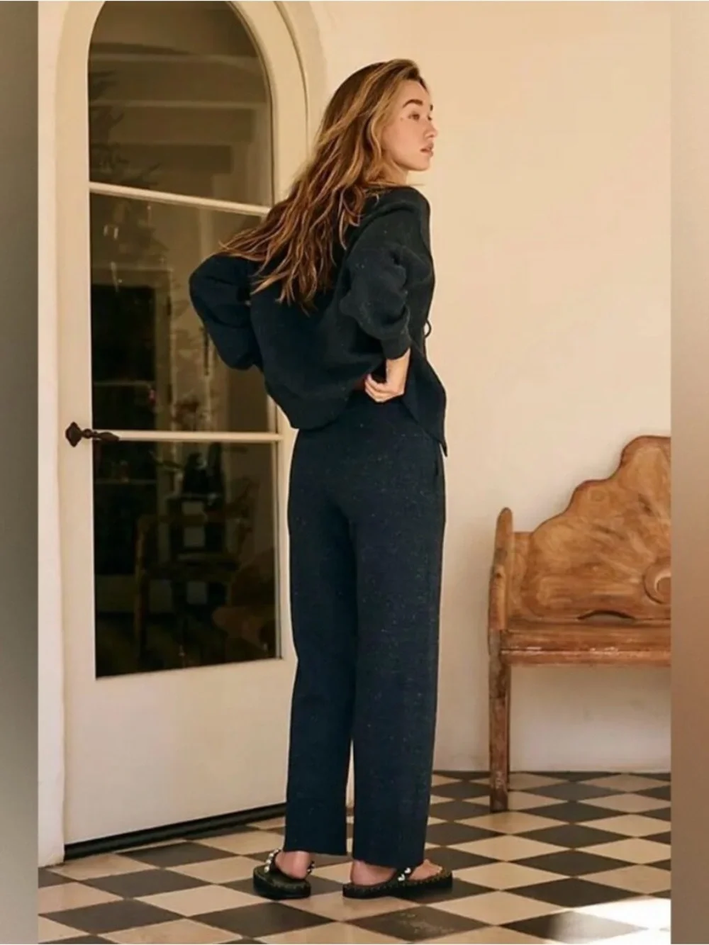 🏷️ Free People 100% Cotton Solar Sweater Set in Navy Size XS NWOT